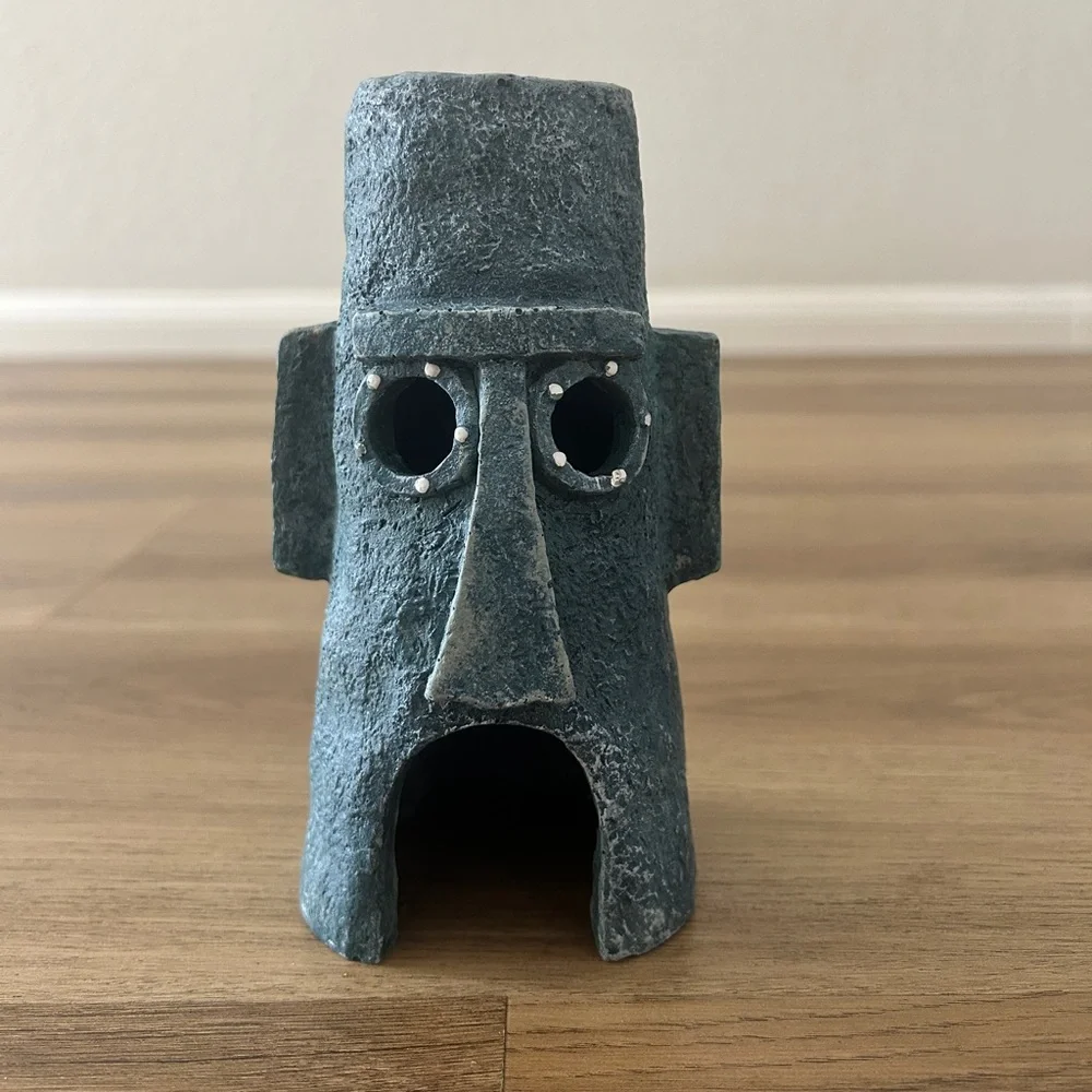SpongeBob Squidward’s Easter Island Head Aquarium Decoration- EUC